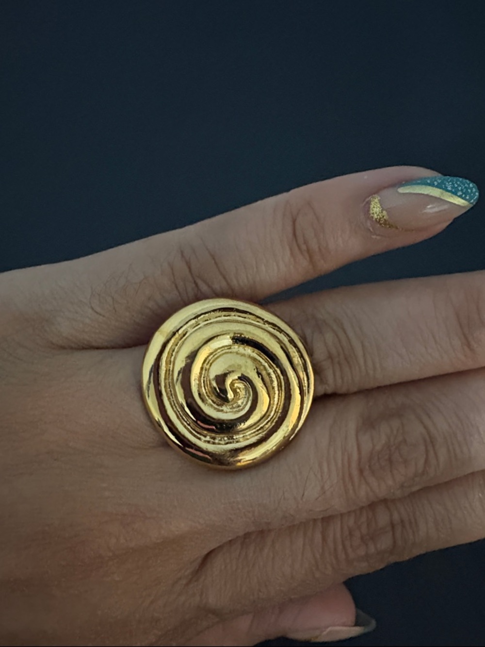 Mayamar Spiral 24K Gold Plated Statement Ring Size 7.5